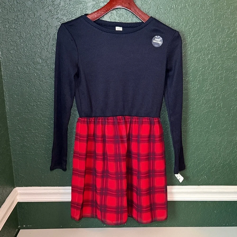 NEW! OshKosh B'gosh Girls Long Sleeve Plaid Dress Size 12